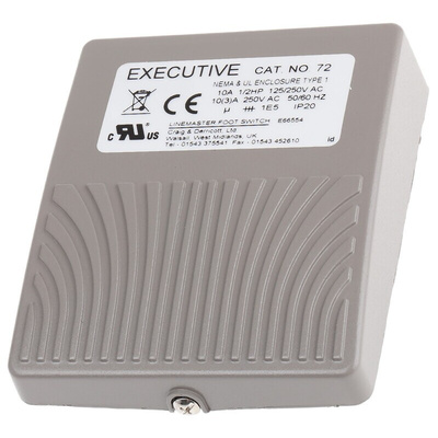 RS PRO Light Duty Momentary Foot Switch - Zinc Case Material, SP-CO, 10 A @ 250 V ac Contact Current, 250V Contact