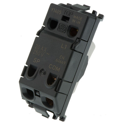 MK Electric 1 Way Black Switch Insert Module 20A, Grid Plus Series