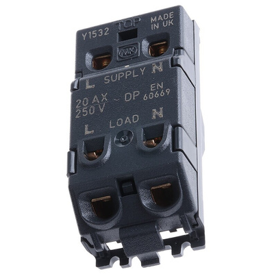 MK Electric 1 Way Black Switch Insert Module 20A, Grid Plus Series
