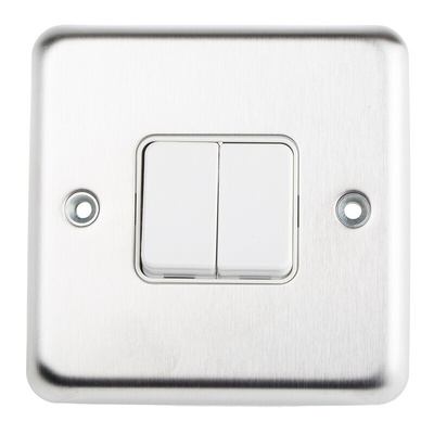 MK Electric White Rocker Light Switch, 2 Way, 2 Gang, K4672