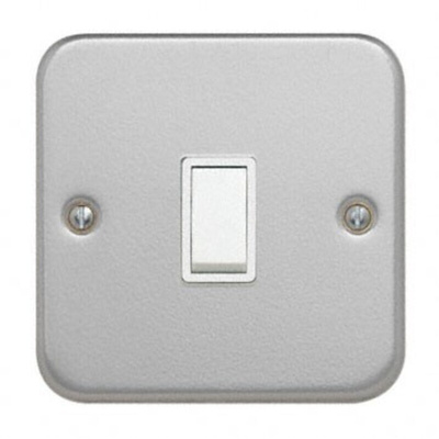 Contactum White Metal Clad Switch, 2 Way, 1 Gang, Metal Clad
