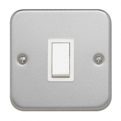 Contactum White Metal Clad Switch, 1 Gang, Metal Clad