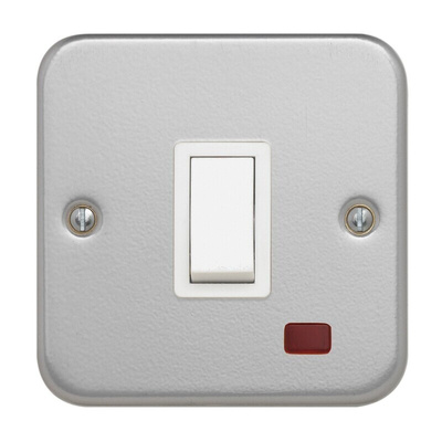 Contactum White Metal Clad Switch, 1 Gang, Metal Clad