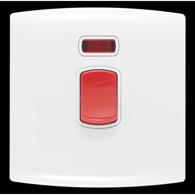 Contactum White Rocker Light Switch, 1 Way, 1 Gang, Alfanar