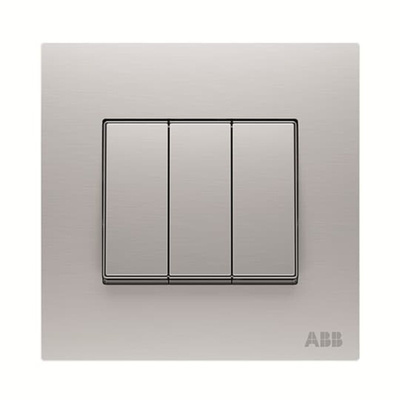 ABB Silver Rocker Light Switch, 2 Way, 3 Gang, Millenium