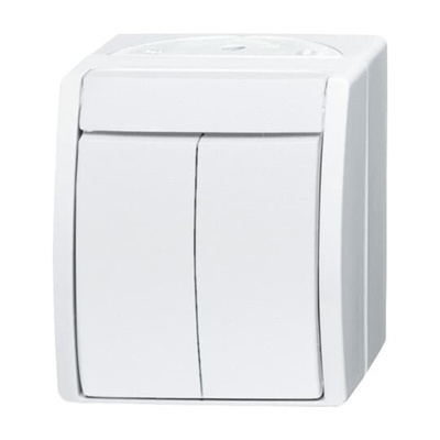 ABB White Rocker Light Switch, 1 Way, 2 Gang, 2CKA001085A
