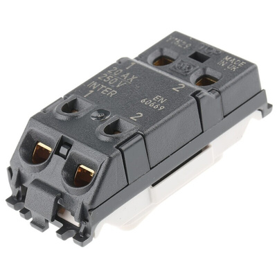 MK Electric 1 Way White Switch Insert Module 20A, Grid Plus Series