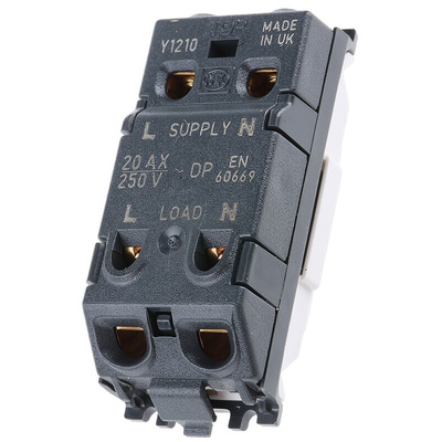 MK Electric 1 Way White Switch Insert Module 20A, Grid Plus Series