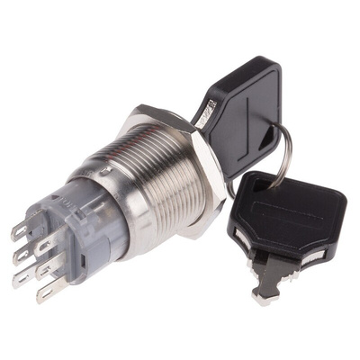 IP40 Key Switch, DPDT, 5 A 3-Way