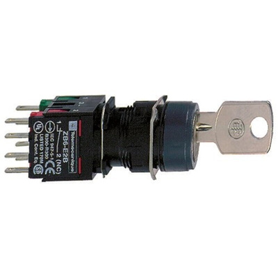 IP65 Key Switch, 1 NO + 1 NC 2-Way