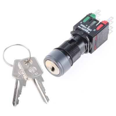 IP65 Key Switch, 1 NO + 1 NC 2-Way