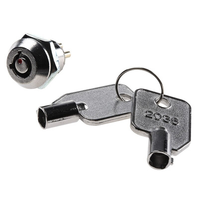 Key Switch, DPST, 4 A @ 125 V ac 2-Way Tubular-Key