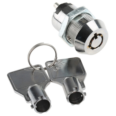 Key Switch, SPST, 2 A@ 250 V ac 2-Way Tubular-Key