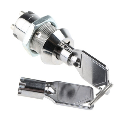 Key Switch, SPST, 2 A@ 250 V ac 2-Way Tubular-Key