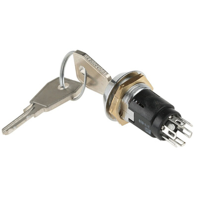 Key Switch, DPDT, 1 A @ 24V ac dc / 115V ac 2-Way Random-Key