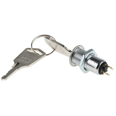 Key Switch, SPST, 500 mA @ 24 V 2-Way Common, Flat-Key