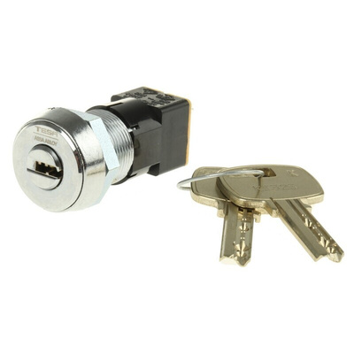 High Security Key Switch, DPST, 50 mA @ 250 V ac 2-Way Flat-Key