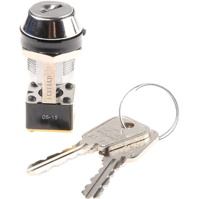 Key Switch, DPDT, 4 A @ 250 V ac 2-Way Flat-Key