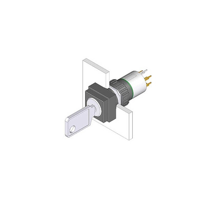 IP65 Key Switch, 1NC+1NO, 100 mA 2-Way