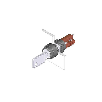 IP65 Key Switch, 2NC+2NO, 5 A 2-Way