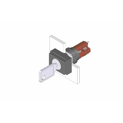 IP65 Key Switch, 2NC+2NO, 5 A 2-Way