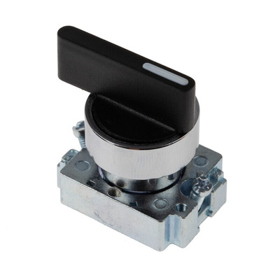 RS PRO 2 Position Selector Switch Head, 22mm Cutout, Black Handle
