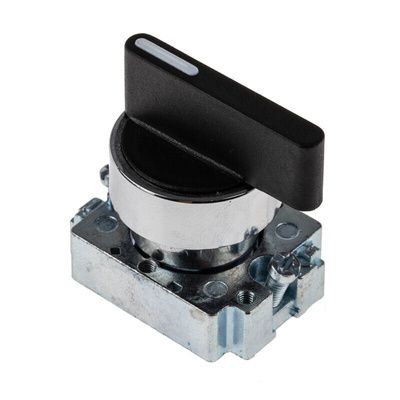 RS PRO 2 Position Selector Switch Head, 22mm Cutout, Black Handle