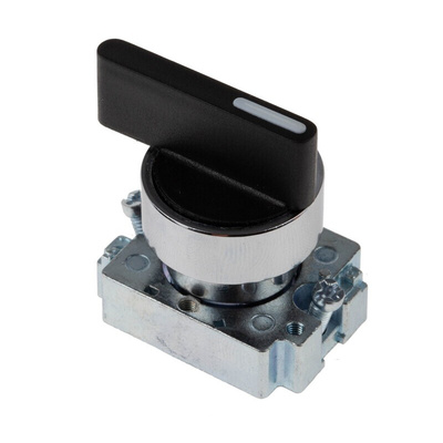 RS PRO 2 Position Selector Switch Head, 22mm Cutout, Black Handle