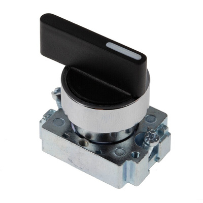 RS PRO 3 Position Selector Switch Head, 22mm Cutout, Black Handle