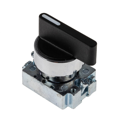 RS PRO 3 Position Selector Switch Head, 22mm Cutout, Black Handle