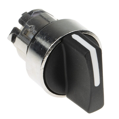 Schneider Electric Harmony XB4 Series 2 Position Selector Switch Head, 22mm Cutout, Black Handle
