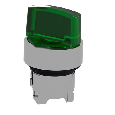 Schneider Electric ZB4 Series 2 Position Selector Switch Head, 22mm Cutout, Green Handle