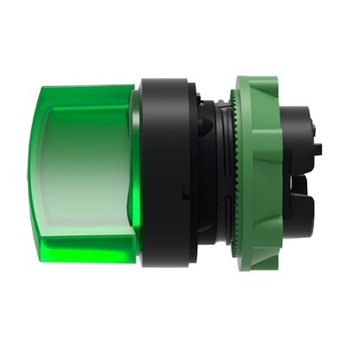 Schneider Electric Harmony XB5 Series 2 Position Selector Switch Head, 22mm Cutout, Green Handle