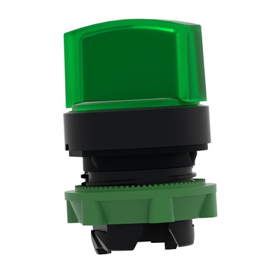 Schneider Electric Harmony XB5 Series 2 Position Selector Switch Head, 22mm Cutout, Green Handle