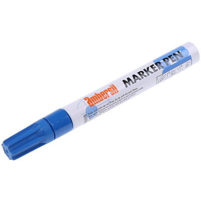 6190050004 | Ambersil Blue 3mm Medium Tip Paint Marker Pen for use with Various Materials