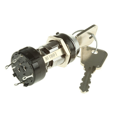IP67 High Security Key Switch, SPST, 150 mA @ 250 V ac 4-Way