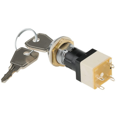 IP67 Key Switch, DPST, 4 A @ 250 V ac 2-Way