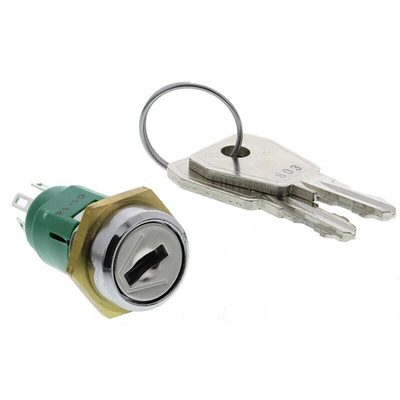 Key Switch, DPDT, 1 A @ 24 V dc 2-Way Random-Key