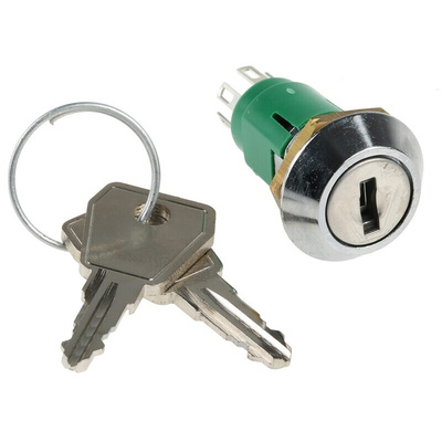 Key Switch, DPDT, 1 A @ 24 V dc 2-Way Common-Key