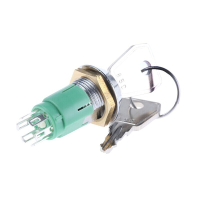 Key Switch, DPDT, 1 A @ 24 V dc 2-Way Common-Key