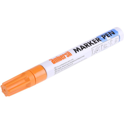 6190050006 | Ambersil Orange 3mm Medium Tip Paint Marker Pen for use with Various Materials