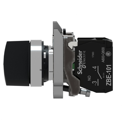 Schneider Electric Knob Selector Switch - (SPST) 22mm Cutout Diameter, Illuminated 2 Positions