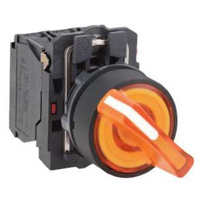 Schneider Electric Knob Selector Switch - (SPDT) 22mm Cutout Diameter, Illuminated 2 Positions