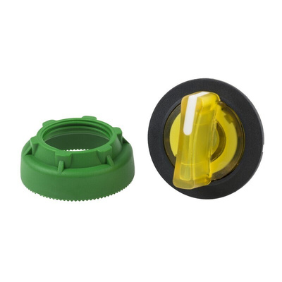 Schneider Electric Harmony XB5 Series 2 Position Selector Switch Head, 30mm Cutout, Yellow Handle
