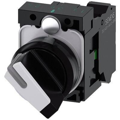 Siemens Selector Switch - (SPST) 22mm Cutout Diameter, Illuminated 2 Positions