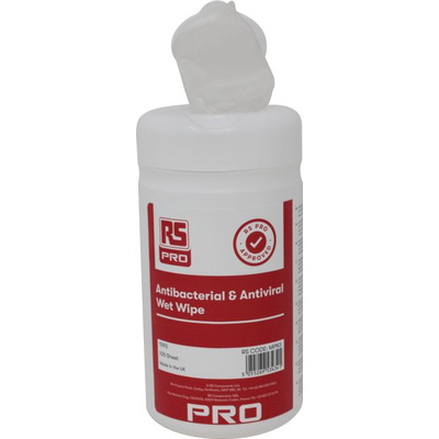 RS PRO Wet Anti-Bacterial Wipes for General Cleaning Use, Tub of 100