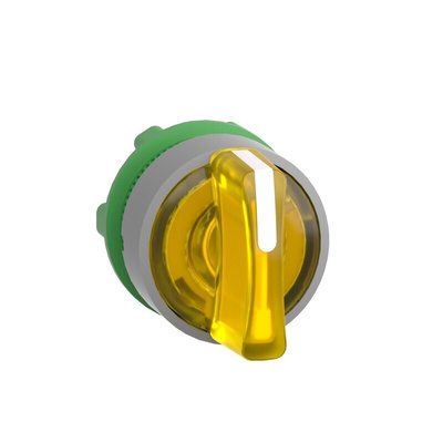 Schneider Electric Harmony XB5 Series 3 Position Selector Switch Head, 22mm Cutout, Yellow Handle