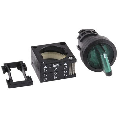 Siemens 3SB3 Series 2 Position Selector Switch Head, 22mm Cutout, Green Handle