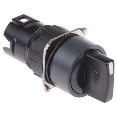 Schneider Electric Harmony XB6 Series 2 Position Selector Switch Head, 16mm Cutout, Black Handle