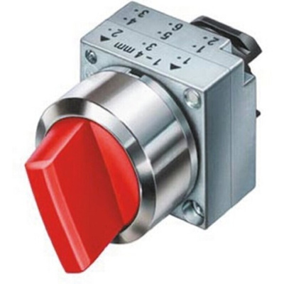 Siemens 3SB3 Series 2 Position Selector Switch Head, 22mm Cutout, Red Handle